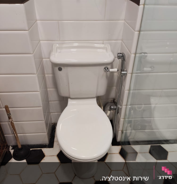 אסלה עם מברשת ניקוי וידית שטיפה